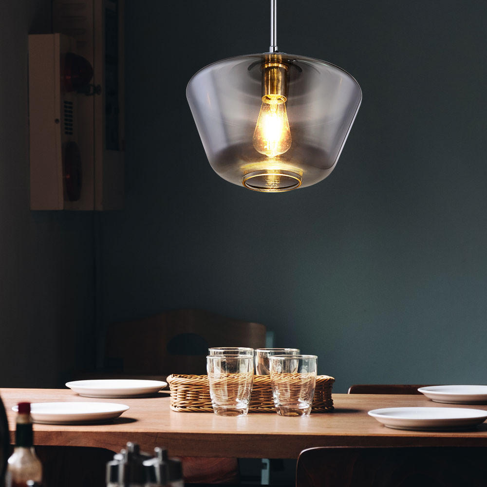 PENDELLEUCHTE Glas Grau Chrom - Grau, Glas (30/30/120cm) - Globo Lighting