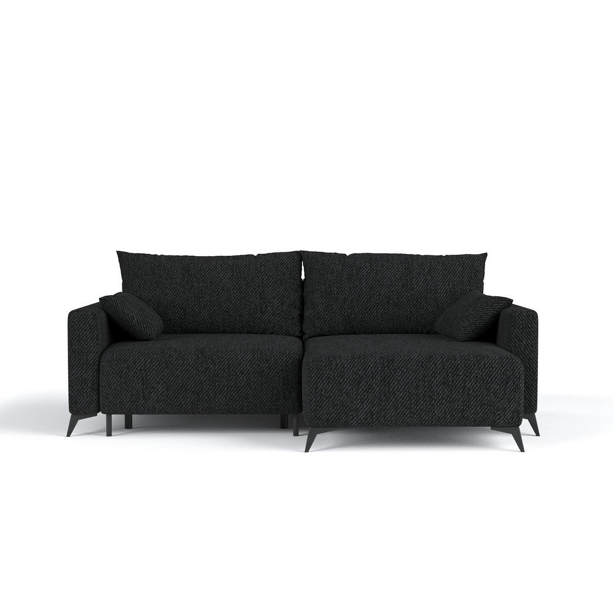 ECKSOFA NUVIO mit Schlaffunktion Schwarz im Neve Stoff - Schwarz, Holz/Holzwerkstoff (239/148cm) - AltaBeds
