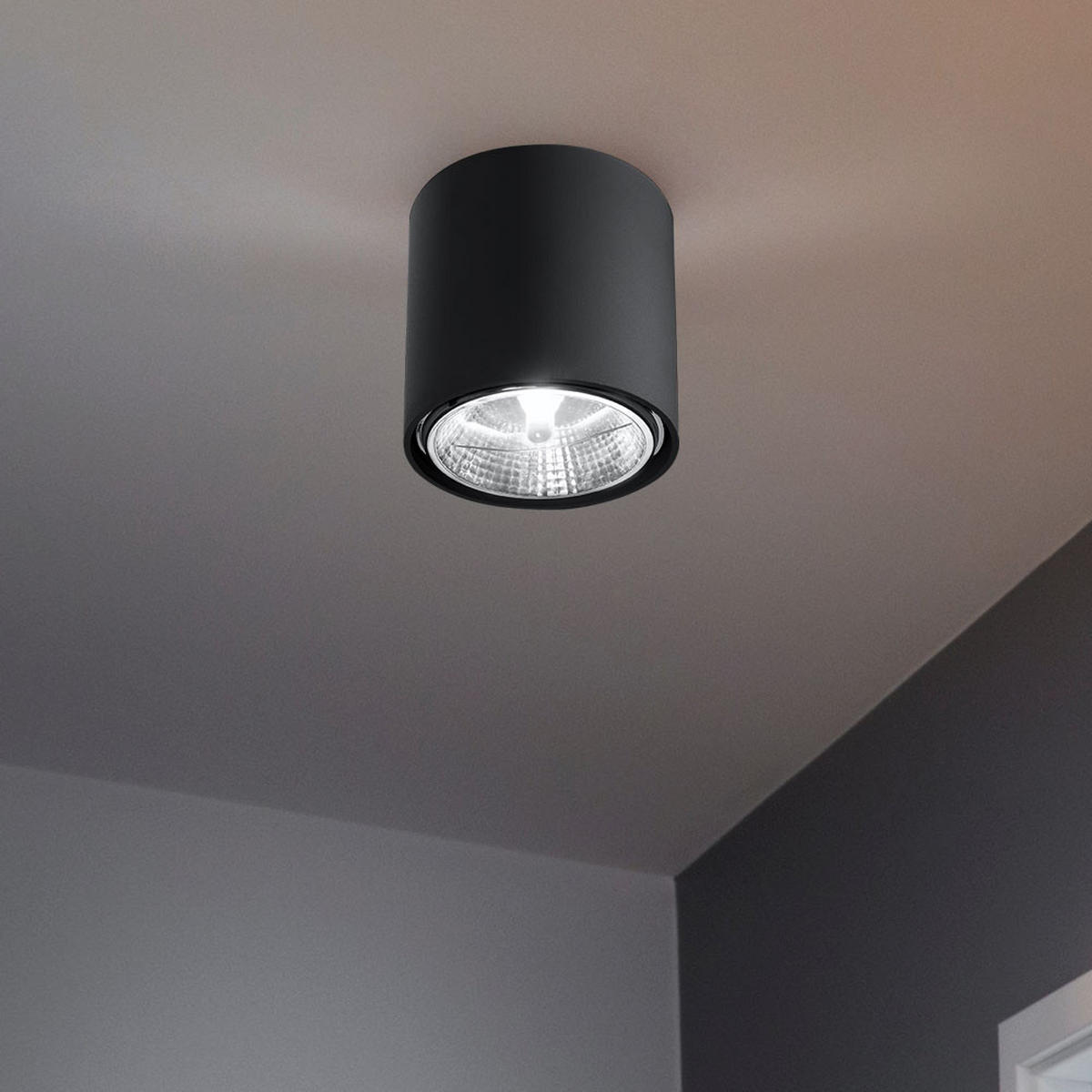 LED DECKENLEUCHTE Aluminium Schwarz - Schwarz, Metall (12/12/11cm)