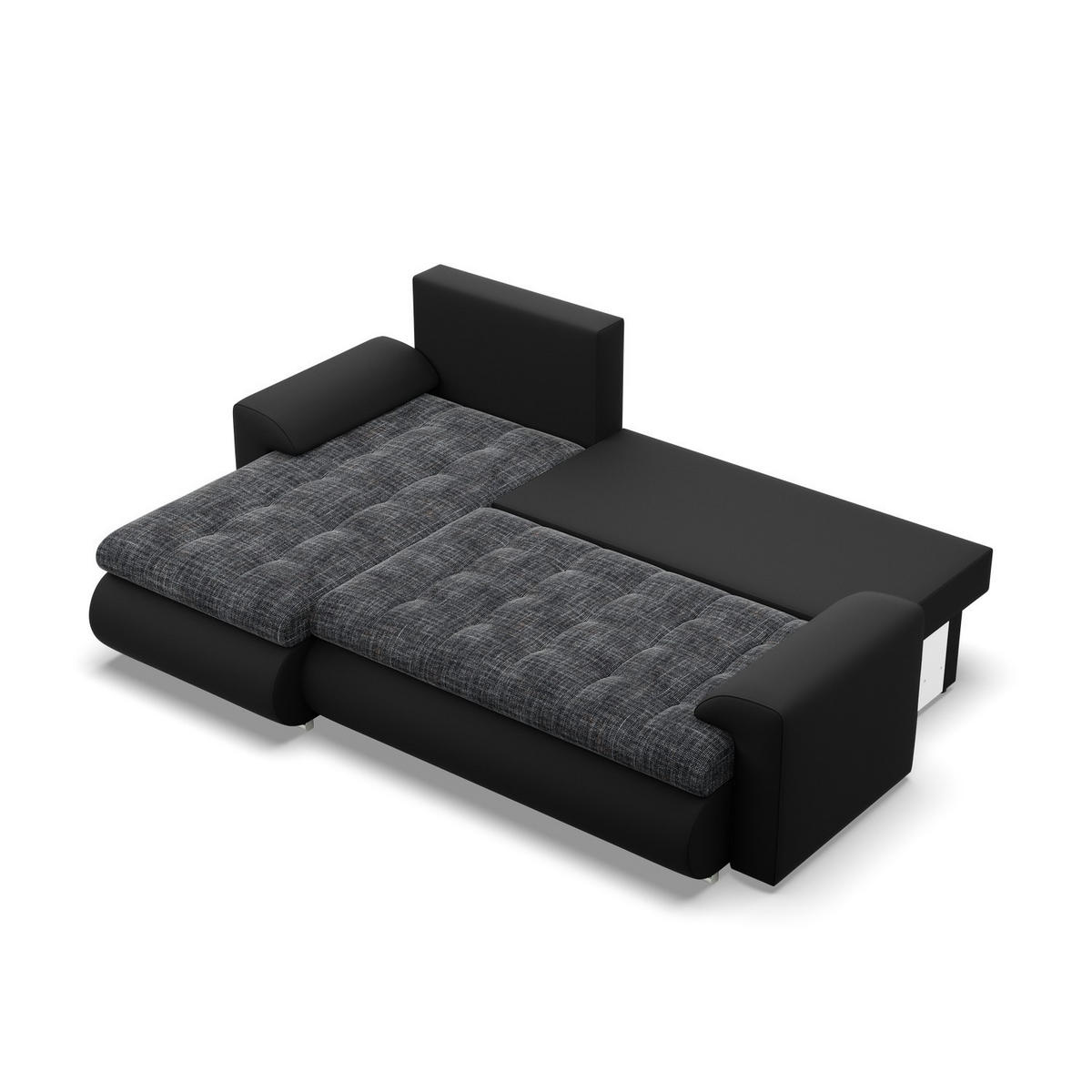 ECKSOFA LINKS MIT SCHLAFFUNKTION FORESTA, Schwarz + Schwarz - Schwarz, Textil (230/159cm) - Mebligo