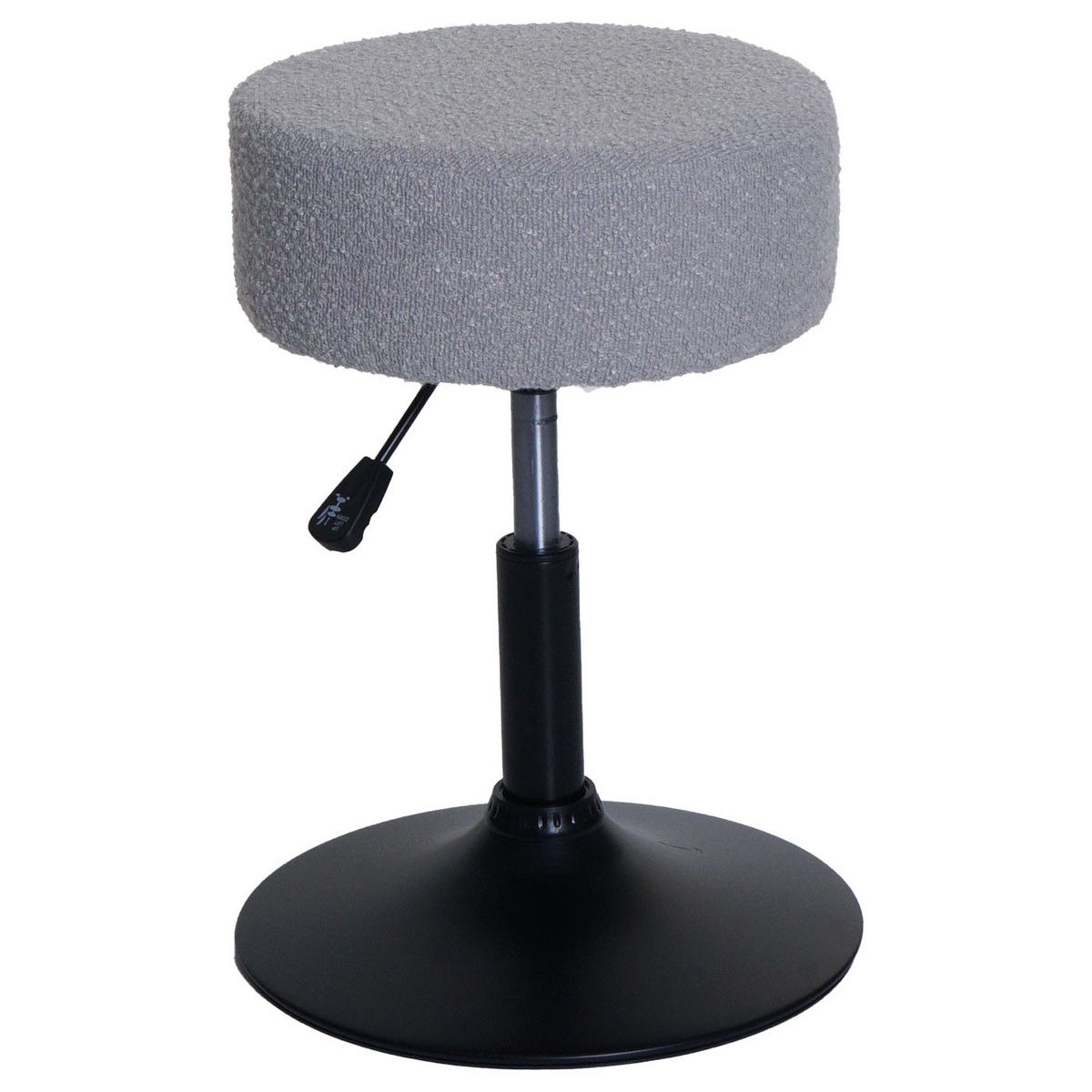 HOCKER höhenverstellbar und drehbar Sitzhöhe 45-57cm Ø 37cm Stoff Bouclé Grau - Hellgrau, Textil (37/57/37cm) - PROREGAL