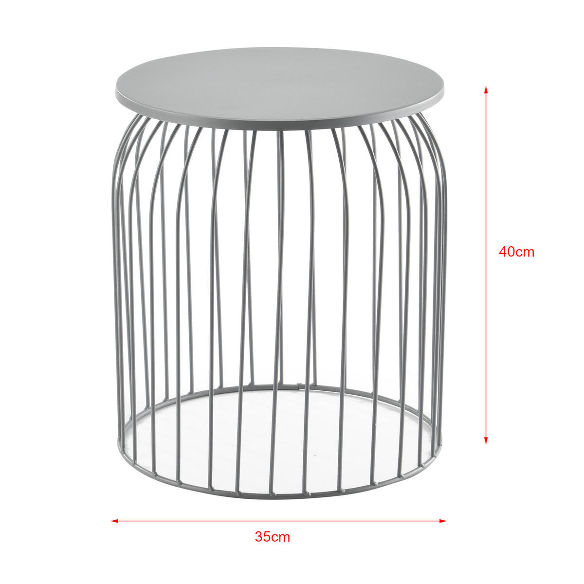 BEISTELLTISCH Amherst 3er Set - Hellgrau, Metall (40/40/46cm) - [en.casa]