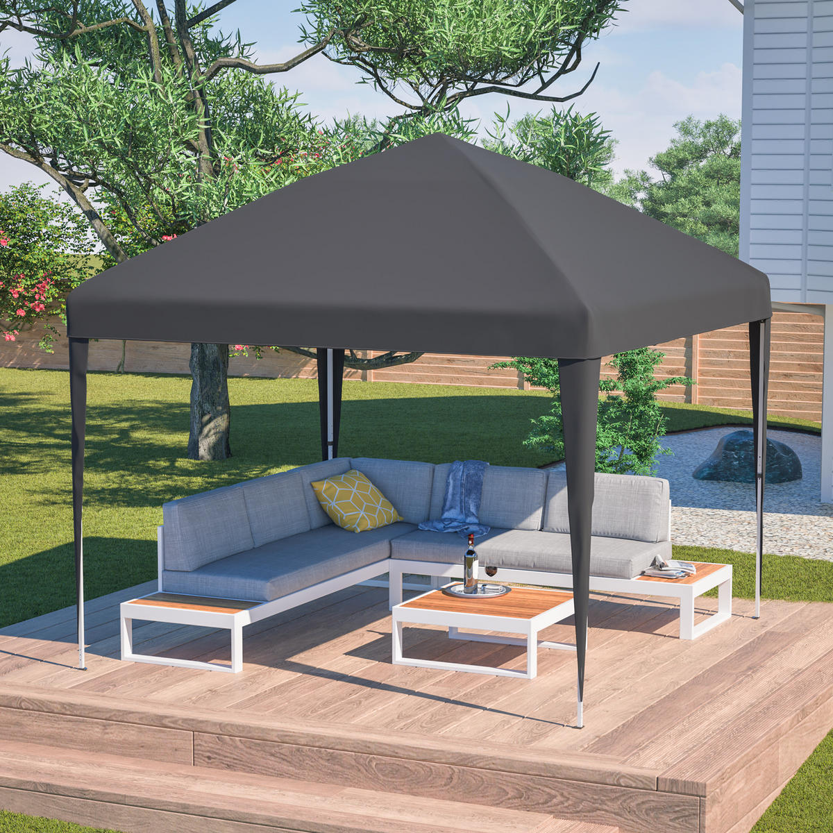 GARTENPAVILLON Pavillon 3x3 m Schwarz - Schwarz, Metall (313/197/313cm) - ComfortXL