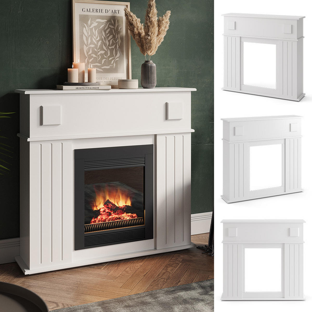 KAMINUMRANDUNG Weiß 109 x 100 cm - Weiß, Holzwerkstoff (109/100/26cm) - Vicco