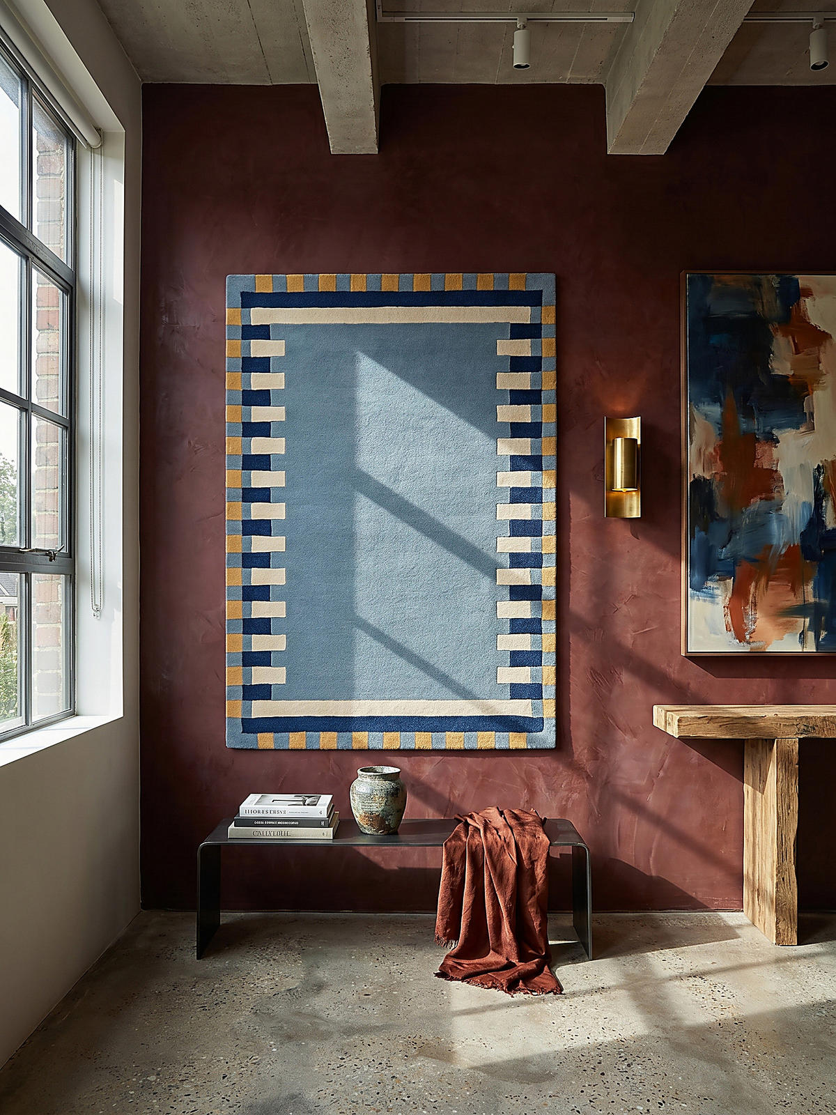 WOLLTEPPICH WENSUM, geometrisch, Blau-Gelb, 160 x 230 cm - Blau, Textil (230/160cm) - KADIMA DESIGN