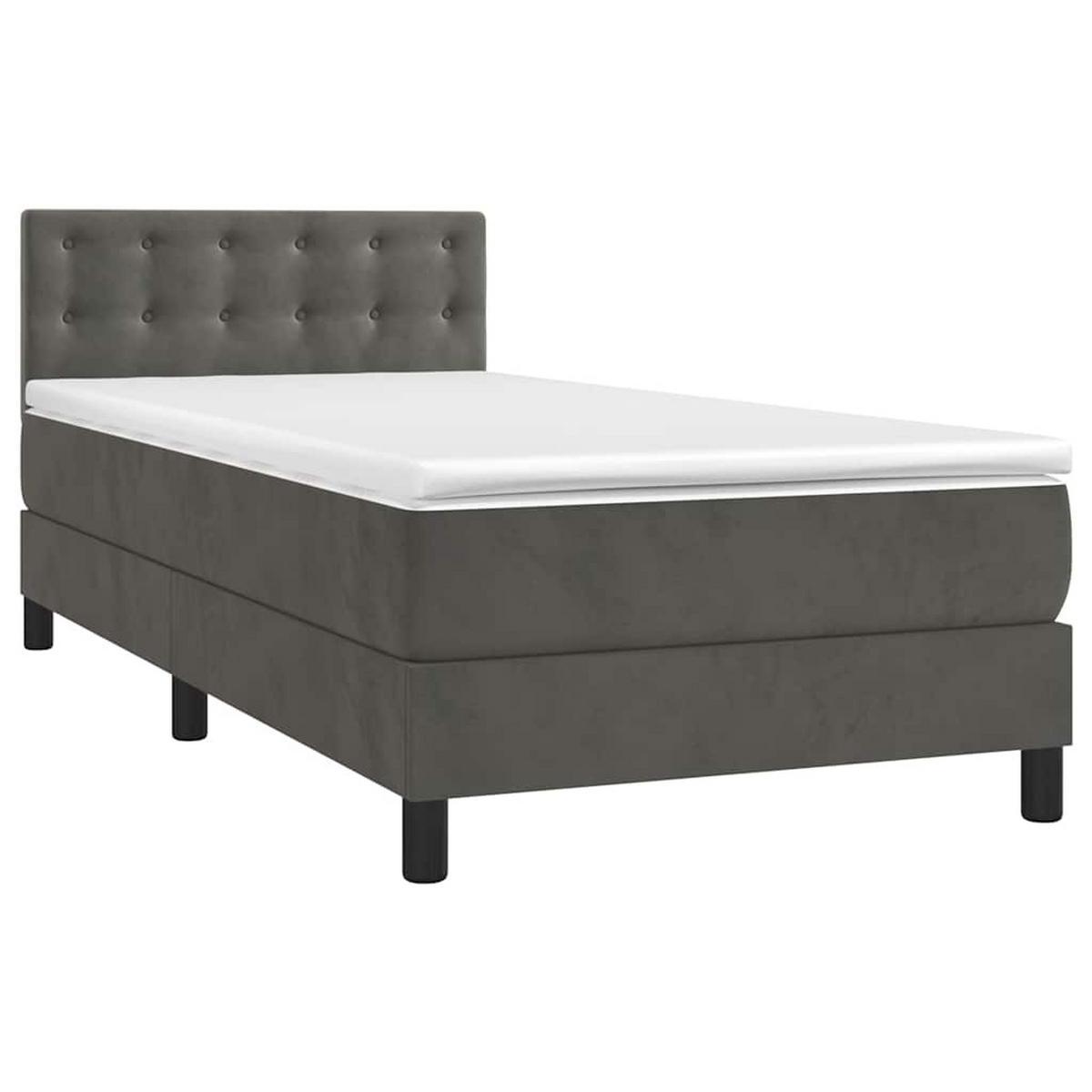 BOXSPRINGBETT 90/200 Cm Grau Samt - Dunkelgrau, Textil (90/203cm) - vidaXL