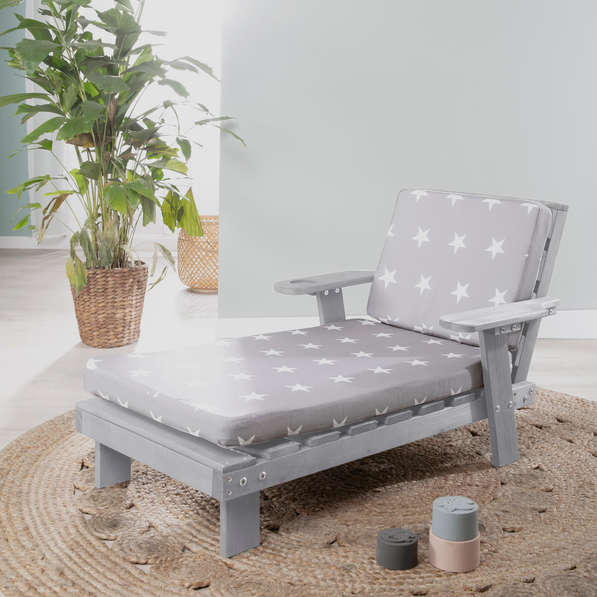 OUTDOORLIEGE Outdoorliege Little Stars - Hellgrau, Holz (55/54/85cm) - Roba