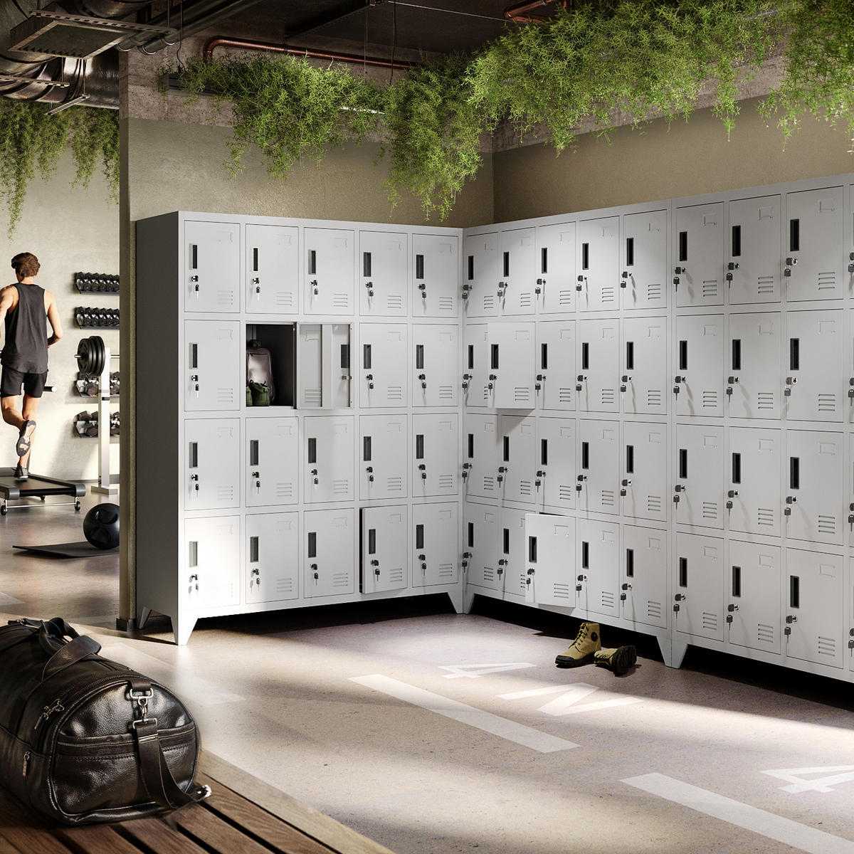 MEHRZWECKSCHRANK aus Metall mit 20 Fächer Hellgrau 136x172x45cm - Hellgrau, Metall (136/172/45cm) - Muralo