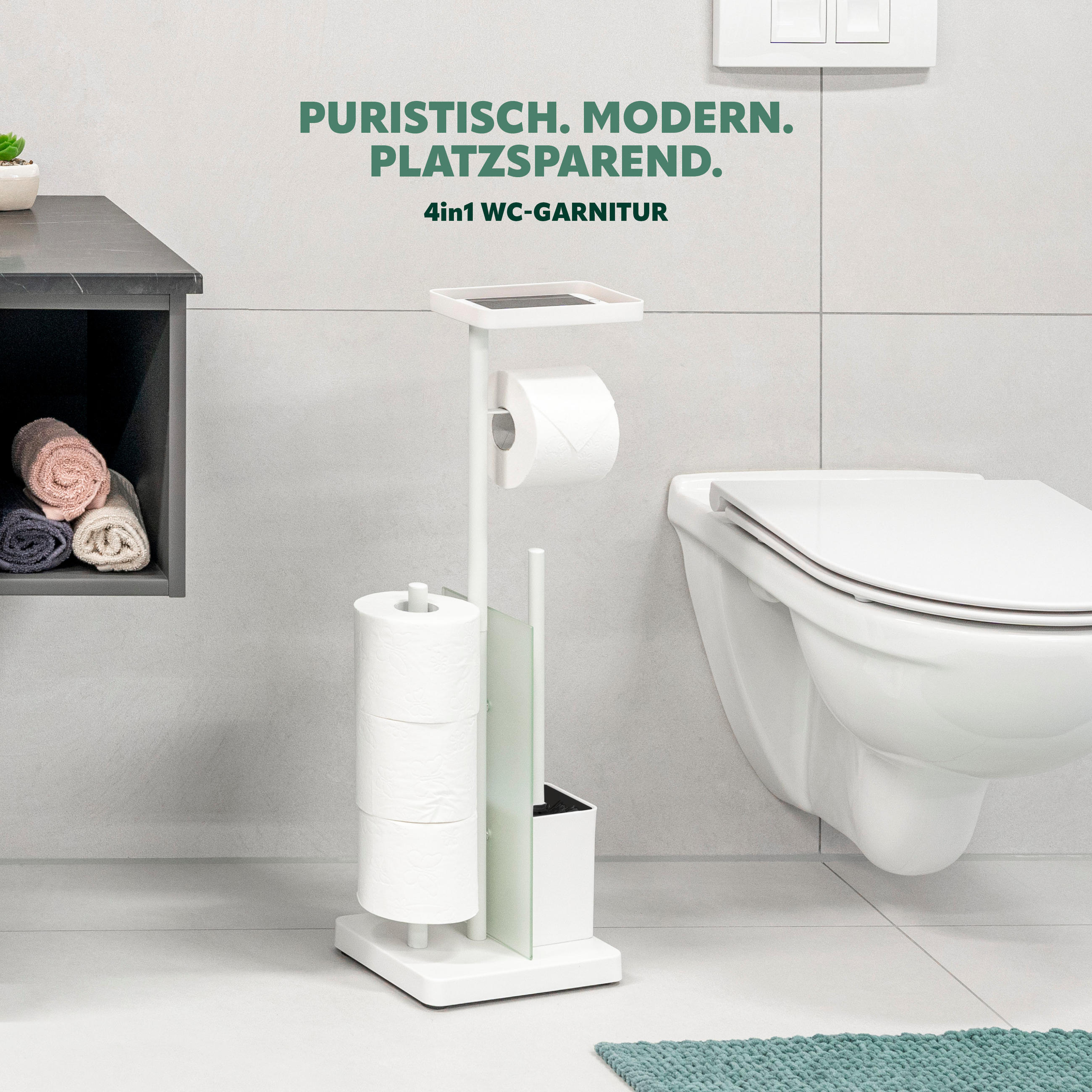WC-GARNITUR, weiß - Weiß, Metall (23/66.5/18cm) - eluno