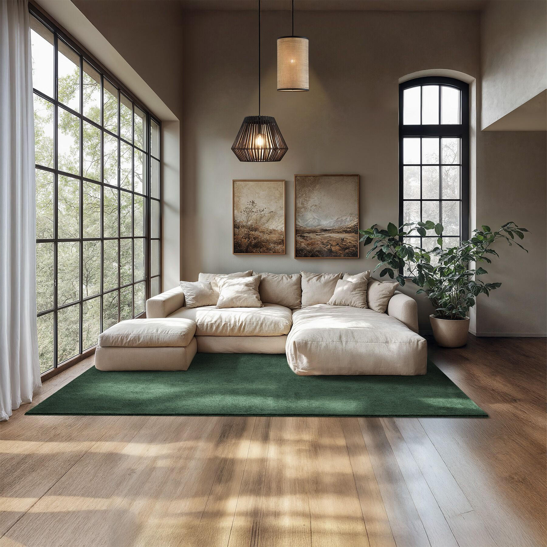 Thumbnail - tectake Kurzflorteppich, Grün, Textil, Rechteckig, 230x160 cm, Teppiche & Böden, Teppiche, Moderne Teppiche