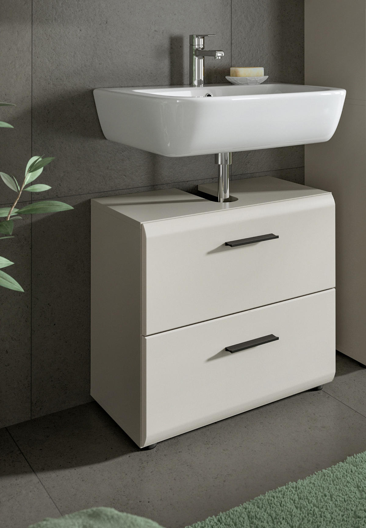 WASCHBECKENUNTERSCHRANK Kaschmir 60 cm, Badezimmer Unterschrank mit Schubladen - Kaschmir/Schwarz, Holzwerkstoff/Kunststoff (60/55/30cm) - Inn.Furn