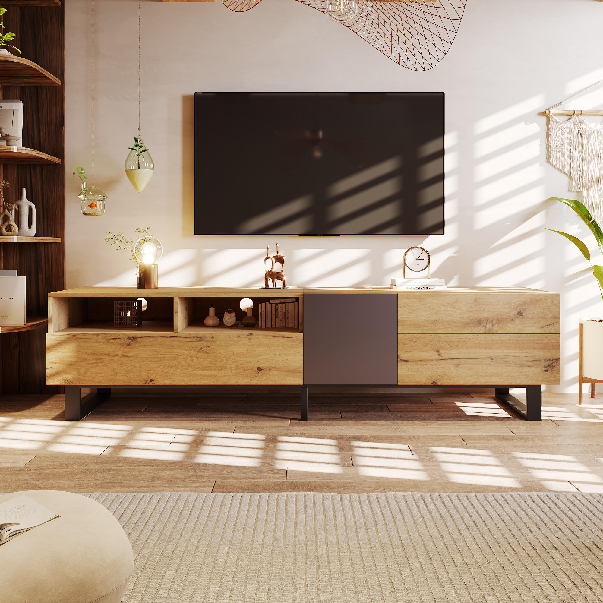 TV-ELEMENT Vintage 180 cm - Braun, Holz (38/50/180cm) - Urban Meuble