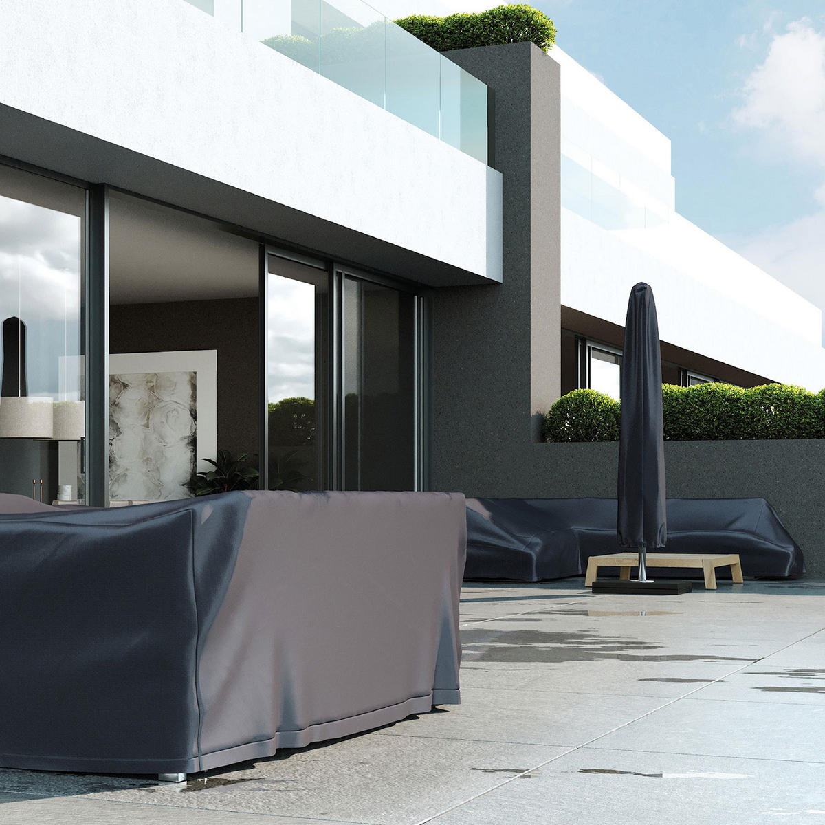 AMPELSCHIRM AeroCover Schutzhülle 2.6 m für Sonnenschirm winterfest atmungsaktiv anthrazit - Anthrazit, Metall (60/60cm) - Platinum