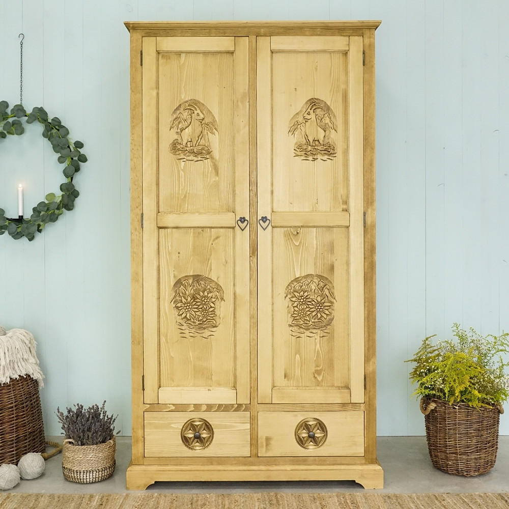 KLEIDERSCHRANK aus Massivholz JAGNA - Honig, Holz (110/200/65cm) - Seart