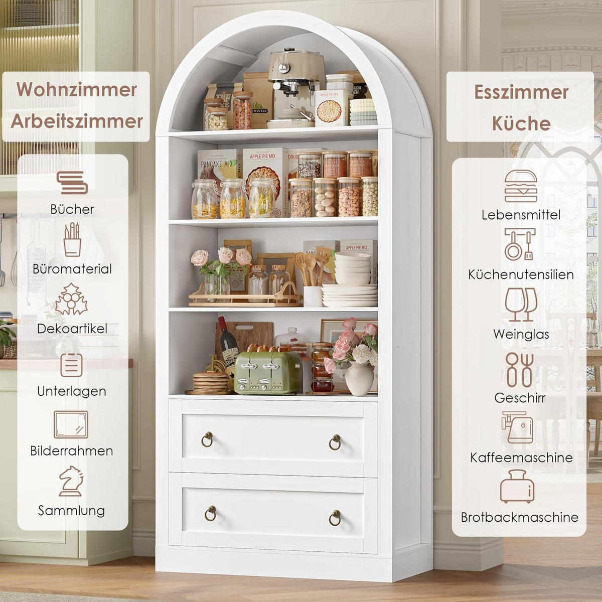 BÜCHERREGAL mit 2 Schubladen 177 x 79,5 x 36 cm Weiß - Weiß, Holzwerkstoff (79.5/177/36cm)