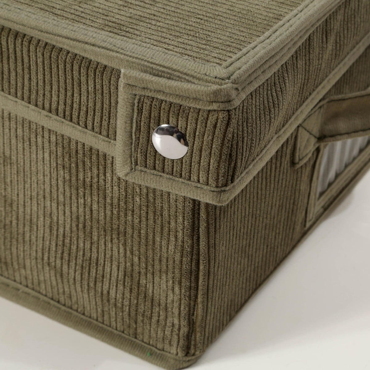 AUFBEWAHRUNGSBOX mit deckel aus kordstoff in khaki - 31,5/48/15 cm - Grün, Textil (33.5/48/15cm) - Calicosy