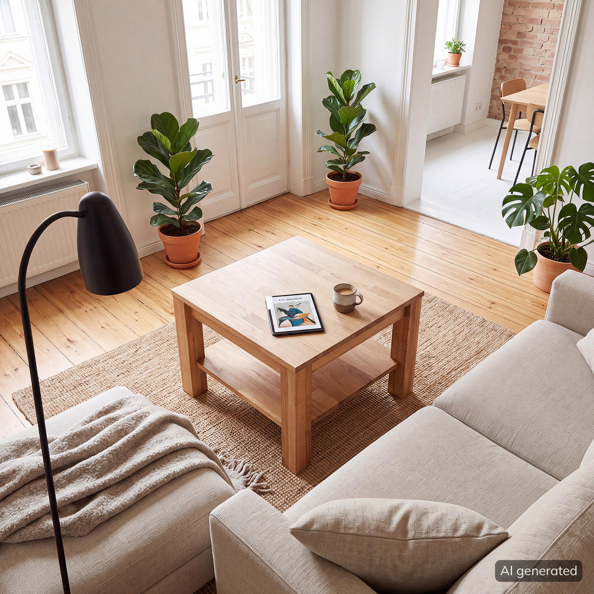 COUCHTISCH - Kernbuche Massiv - Kernbuche, Holz (60/60/45cm) - home24