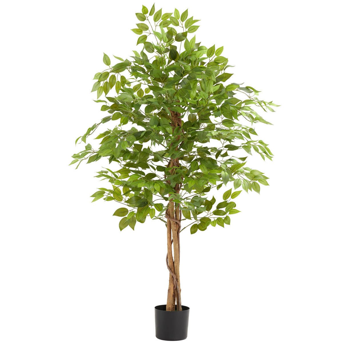 KÜNSTLICHER-FICUSBAUM Fida,stabiler Kunststoff-Blumentopf,grün - Grün, Kunststoff (160cm) - tectake