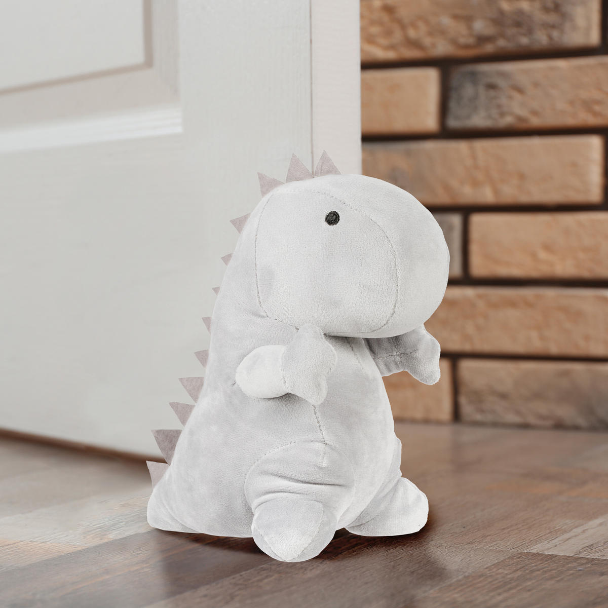 DÖRRSTOPP Grå Dino 23x14x21 cm - Grå, Textil/Naturmaterial (14/21cm) - Relaxdays