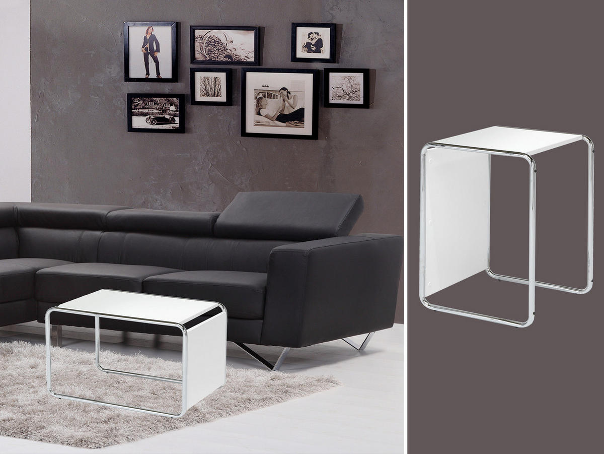 COUCHTISCH weiß, wendbar Höhe 67cm - Weiß, Holzwerkstoff/Metall (45/45/67cm) - Mauser Sitzkultur