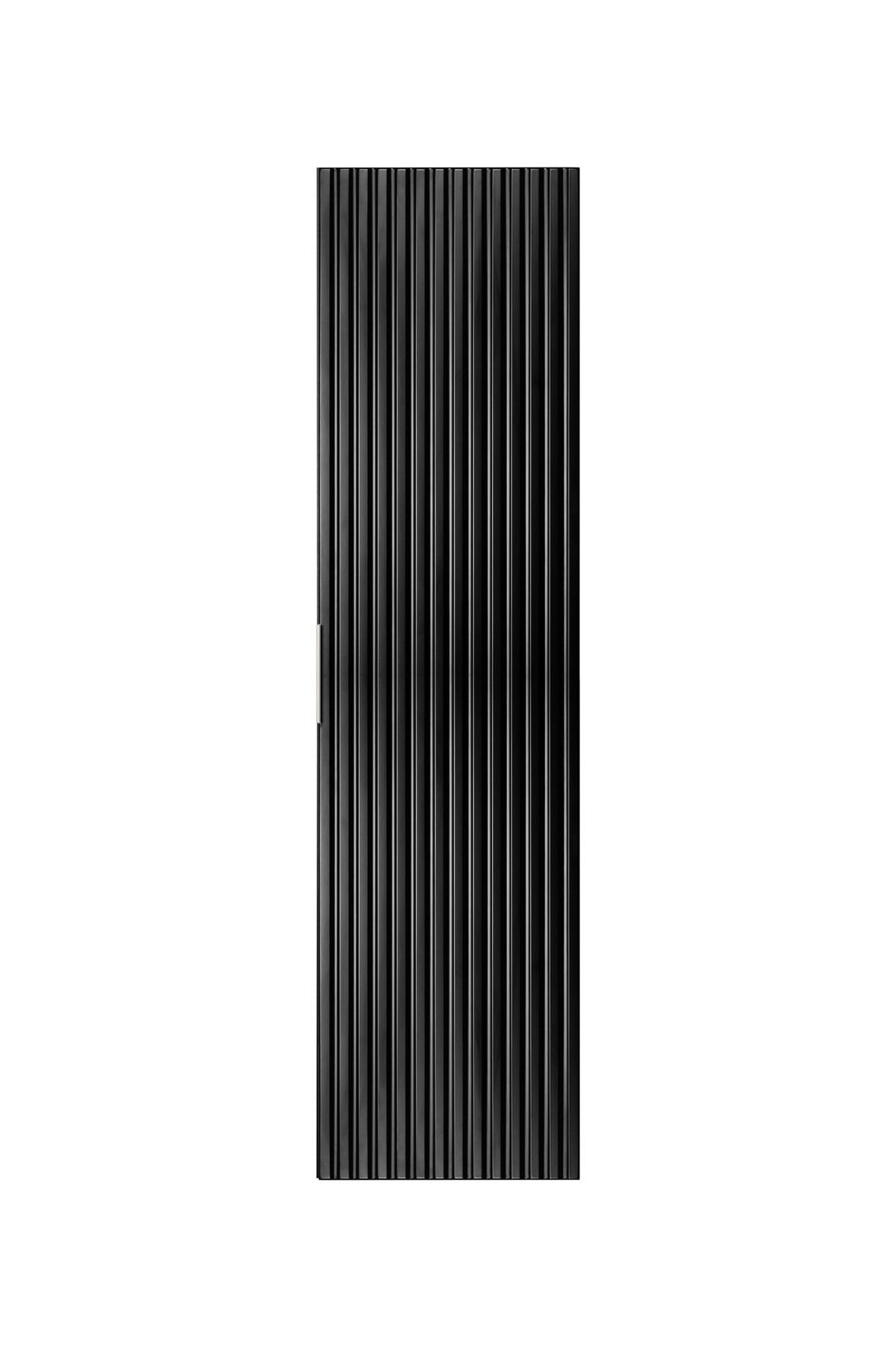 BADEZIMMERSCHRANK, Schwarz, 35 x 136 x 27 cm, silberner Griff - Silberfarben/Schwarz, Holzwerkstoff (35/136/27cm) - 3XE LIVING