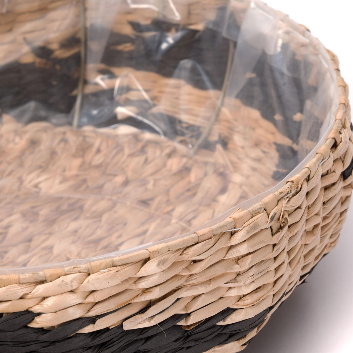 KORB-SET Taja 3-teilig verschiedene Größen, wasserdicht natur-schwarz - Silberfarben, Naturmaterialien (12cm) - CREEDWOOD