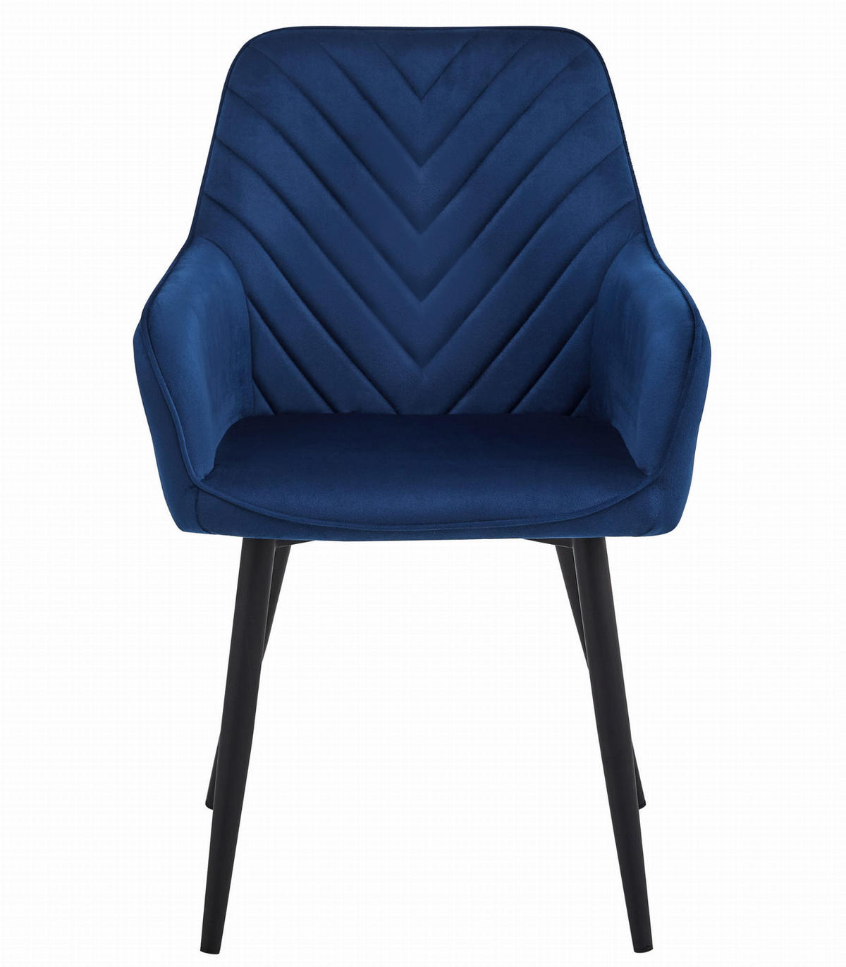STUHL NEMI 2-er Set, Blau, Schwarz, mit Samtstoff gepolstert - Blau, Textil/Metall (54/84/61cm) - Komodee
