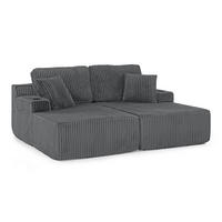 SOFA multifunktional 2-Sitzer Schlafsofa Kordstoff Gray - Grau, Textil (154/78/186cm) - Meubliv