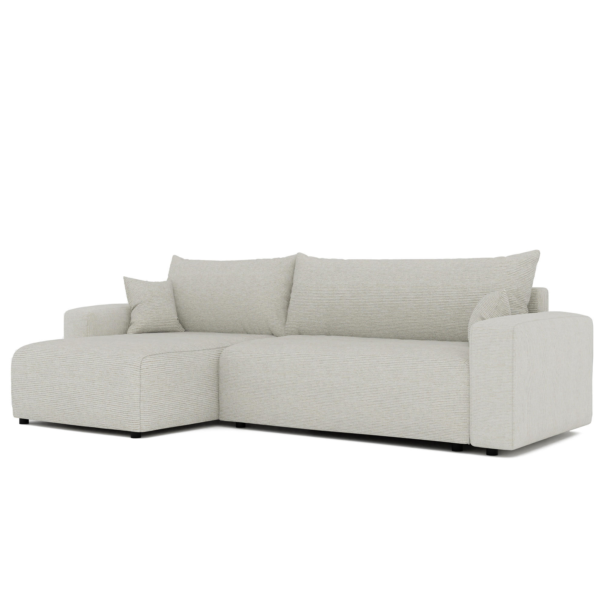 ECKSOFA mit Schlaffunktion und Bettkasten, Beige - Beige, Holzwerkstoff/Textil (145/278cm) - Idohome