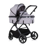 KINDERWAGEN Pearl 2 in 1 grau umbaubar Rucksack Fußsack Korb Federung - Grau, Metall (75/65/104cm) - Chipolino