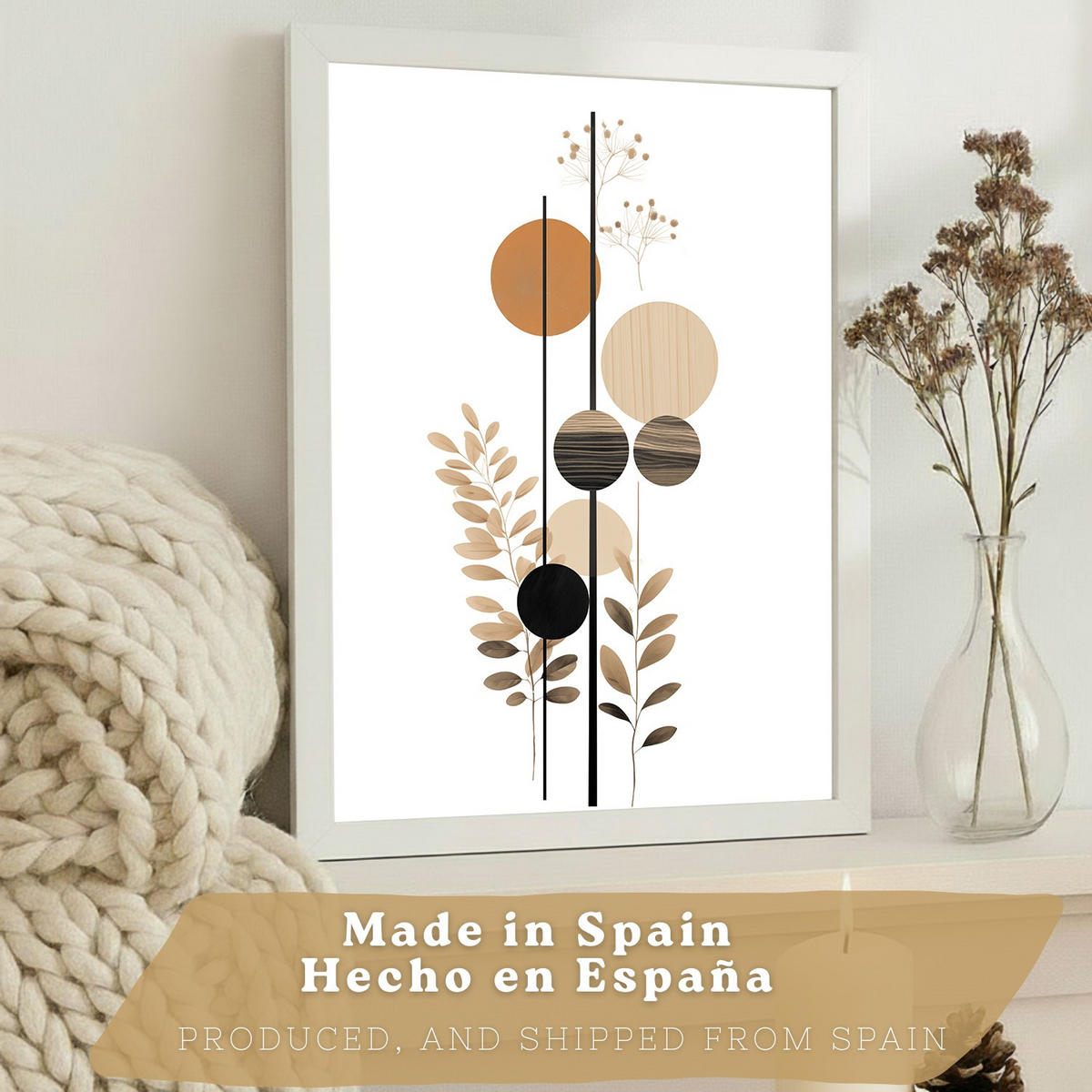 PLAKAT Sada 3 Tvary květů A3 Bílý rám - bílá, papír (29.7/1/42cm) - Nacnic