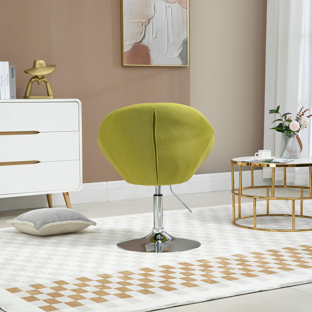 COCKTAILSESSEL HAVANNA Stoffbezug Limettengrün - Gelb/Silberfarben, Textil (62/88/58cm) - SVITA