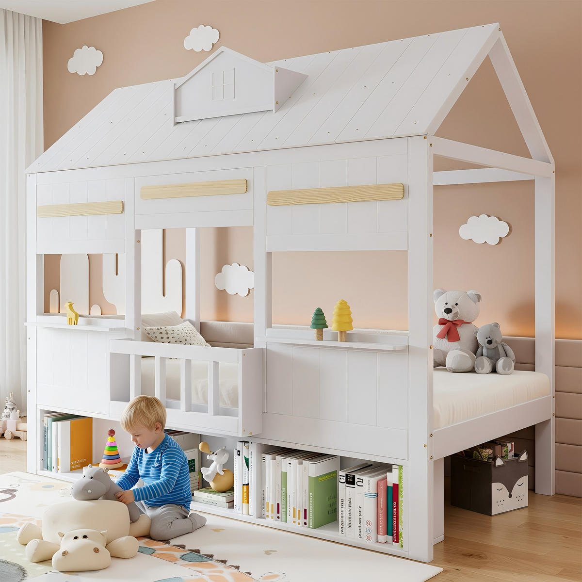 HOCHBETT 90x200 cm Hausdesign Regal - Weiß, Holz (90/200cm) - LEBENLANG