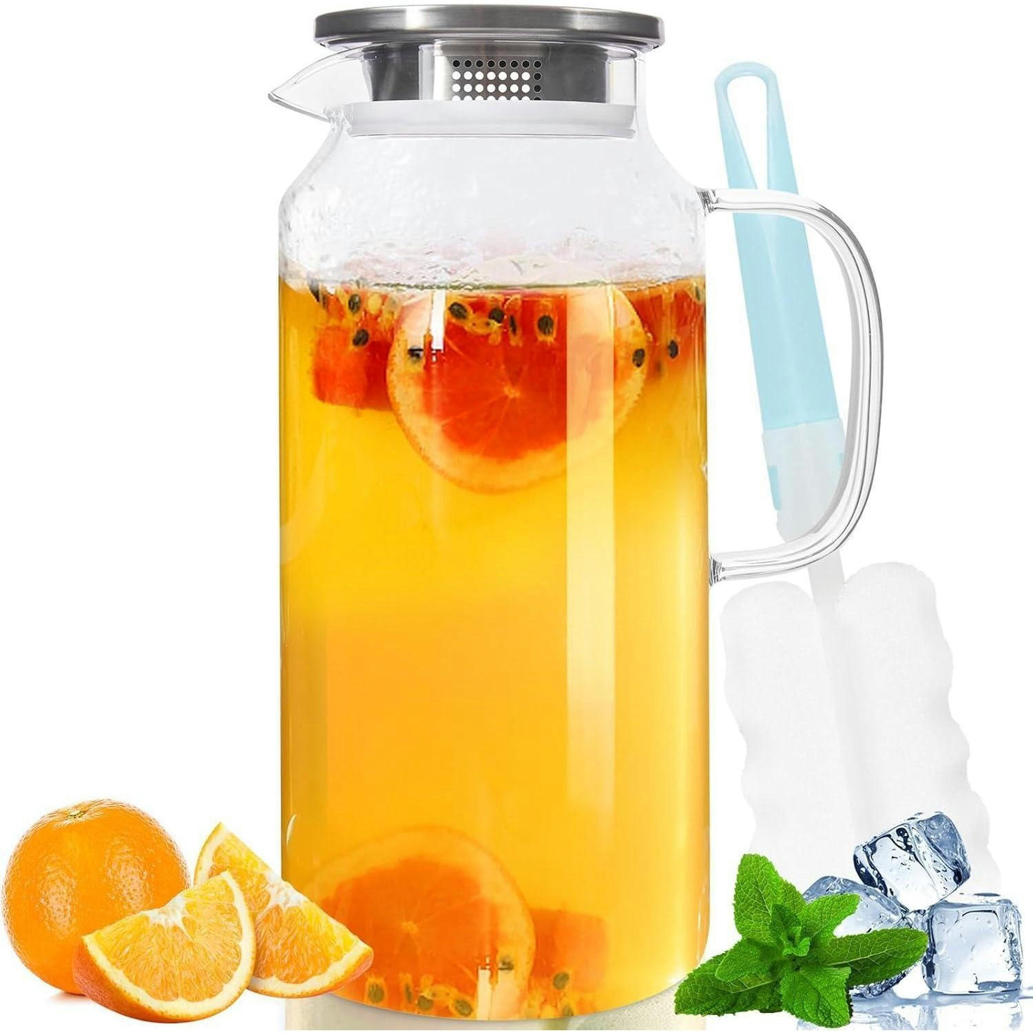 GLASKARAFFE 2 Liter Borosilikatglas mit Edelstahldeckel - Transparent, Glas (13.5/13.5cm)