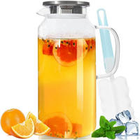 GLASKARAFFE 2 Liter Borosilikatglas mit Edelstahldeckel - Transparent, Glas (13.5/13.5cm)