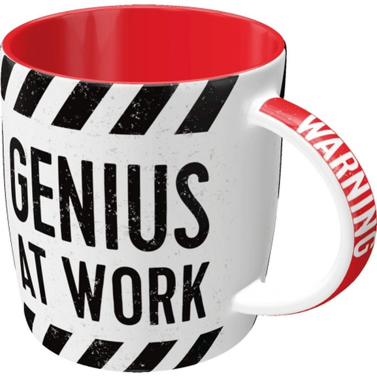KAFFEETASSE 330 ml Achtung Genius at Work - Multicolor, Keramik (0.33L) - Nostalgic-Art