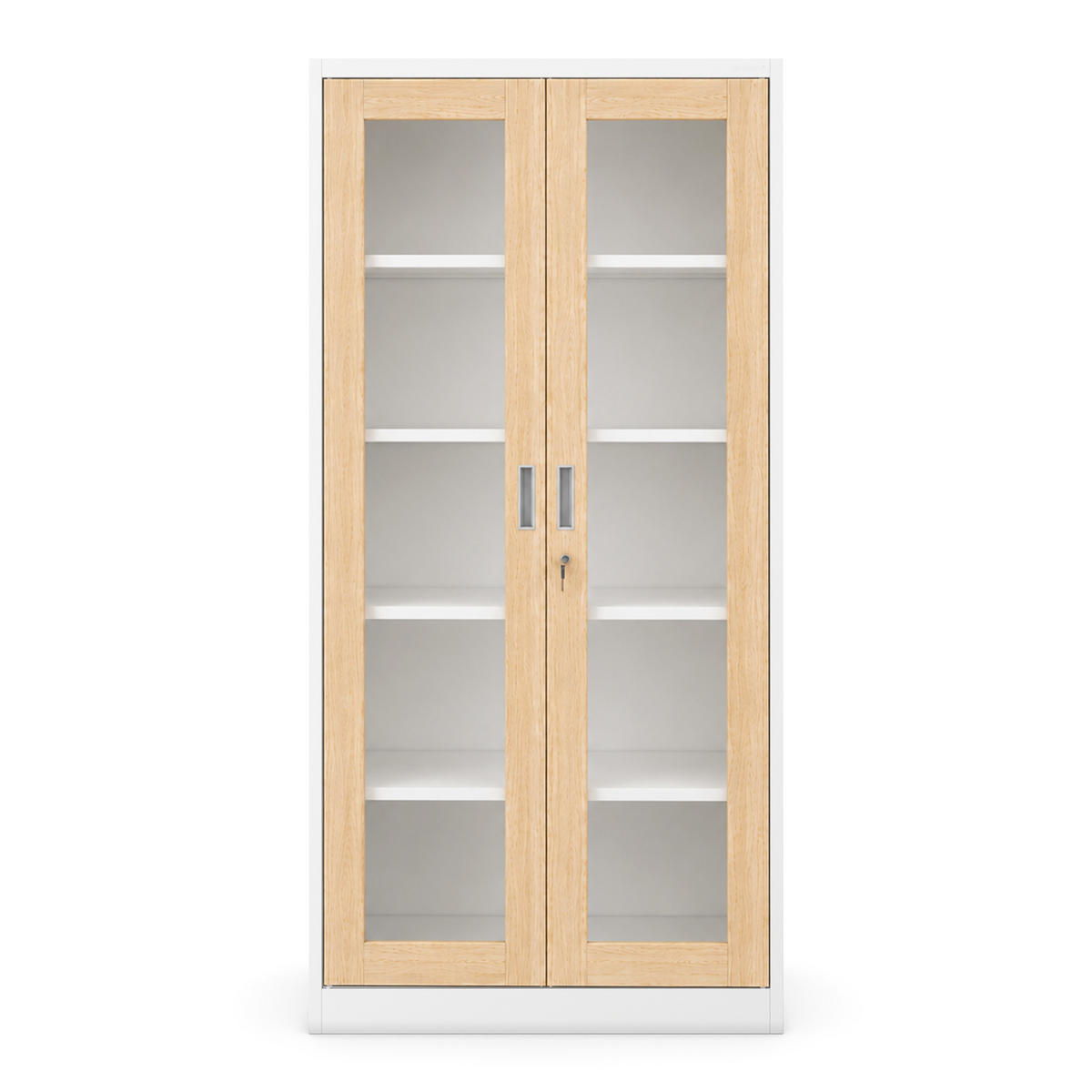 VITRINENSCHRANK Amelia 185x90x40 cm - Weiß/Sonoma Eiche, Metall (90/185/40cm) - Jan Nowak
