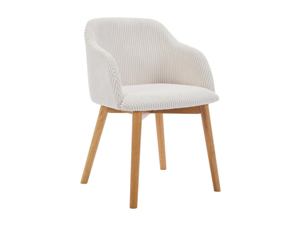 STUHL mit Armlehnen 6er-Set - Cord & Kautschukholz - Cremefarben - JELISA - Creme, Textil (56/79/54cm) - Vente-Unique