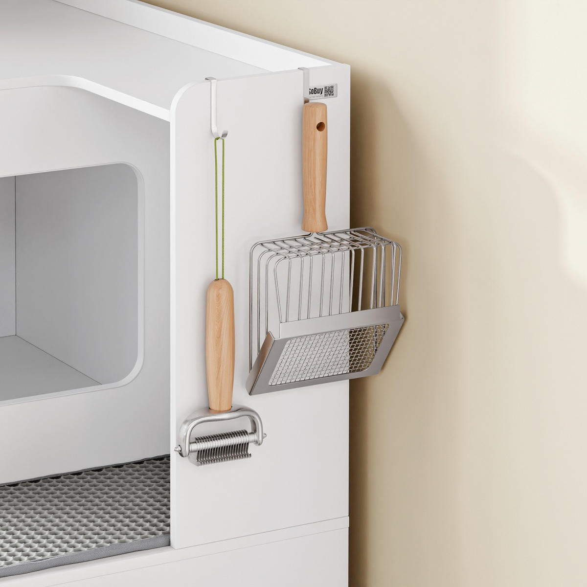 KATZENKLO-SCHRANK mit zwei Fächern und Regal HAT09-E-W - Weiß, Holzwerkstoff (45/95.5/80cm) - SoBuy