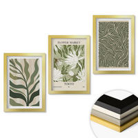 WANDBILDER 3er Set - 20x30 cm Goldrahmen - Pflanzenmuster, Boho-Dekorationen - Goldfarben, Kunststoff (20/30cm) - ArtPrintCave