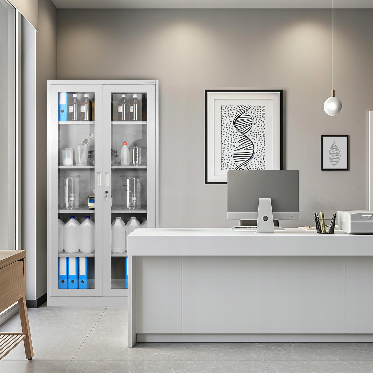 VITRINENSCHRANK Amelia - Weiß, Metall (90/185/40cm) - Jan Nowak