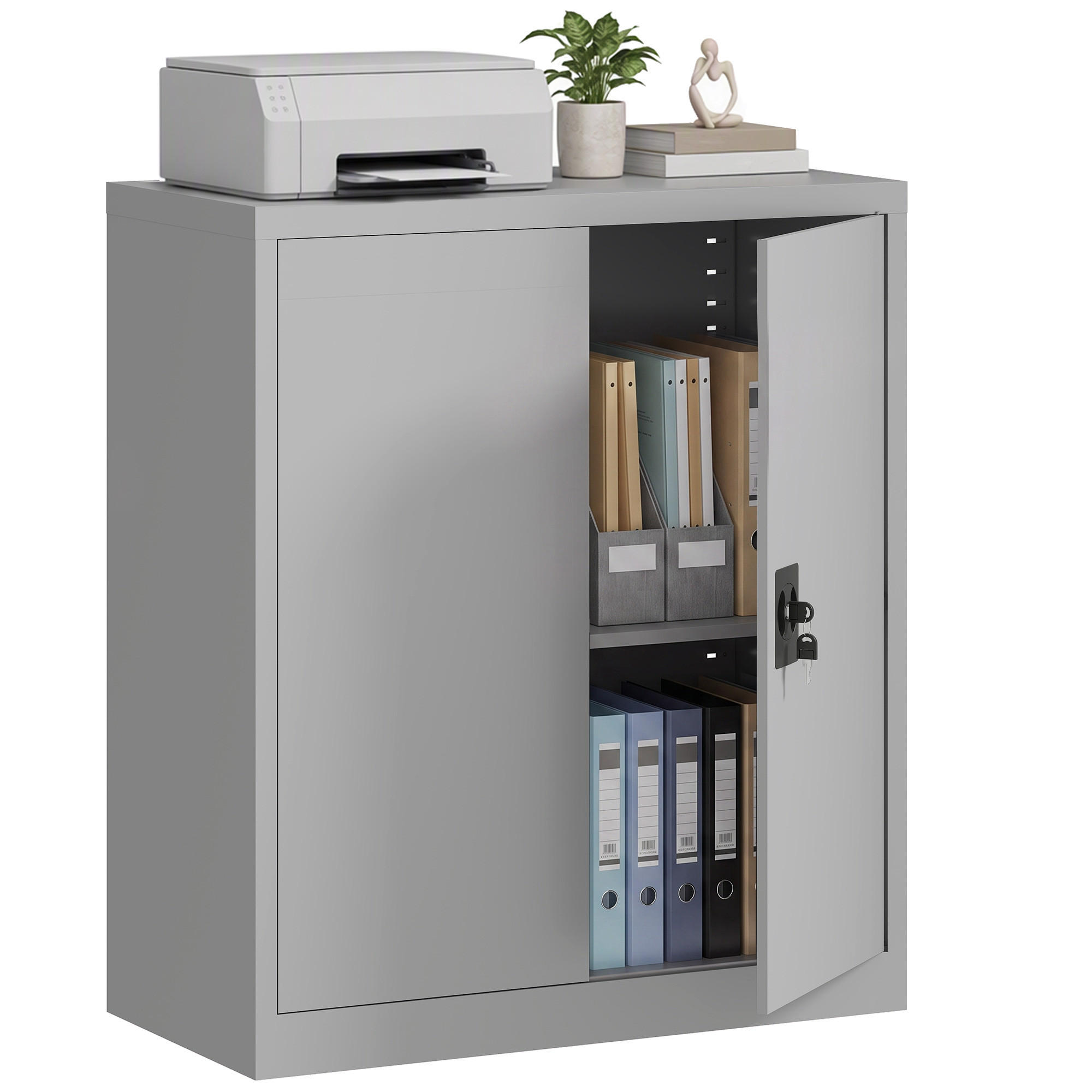 AKTENSCHRANK Grau 80.0/40.0/92.5 cm - Grau, Metall (40/92.5/80cm)