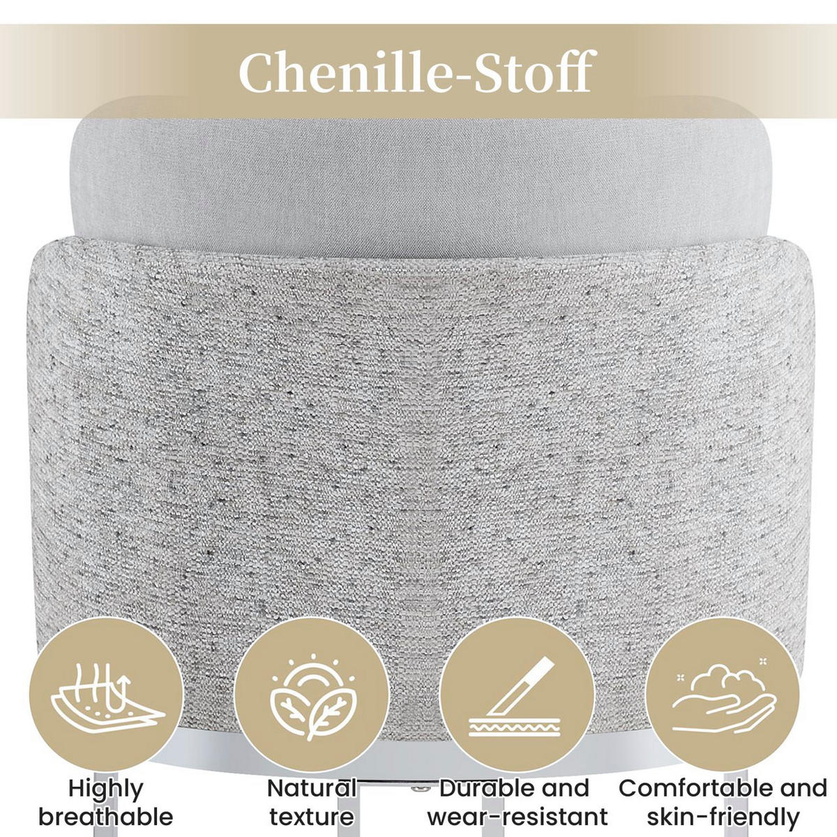 ESSZIMMERSTUHL 2er Set Chenille Hellgrau Silber Modern - Grau, Textil (61.5/86/53.5cm) - FLIEKS