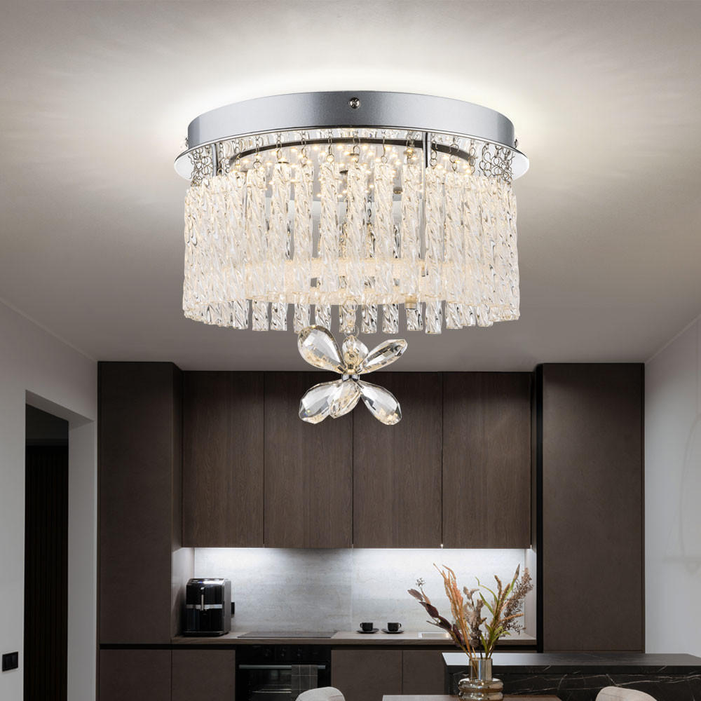 LED DECKENLEUCHTE Glas Kristalloptik Klar - Klar, Glas (28/28/22cm) - Globo Lighting