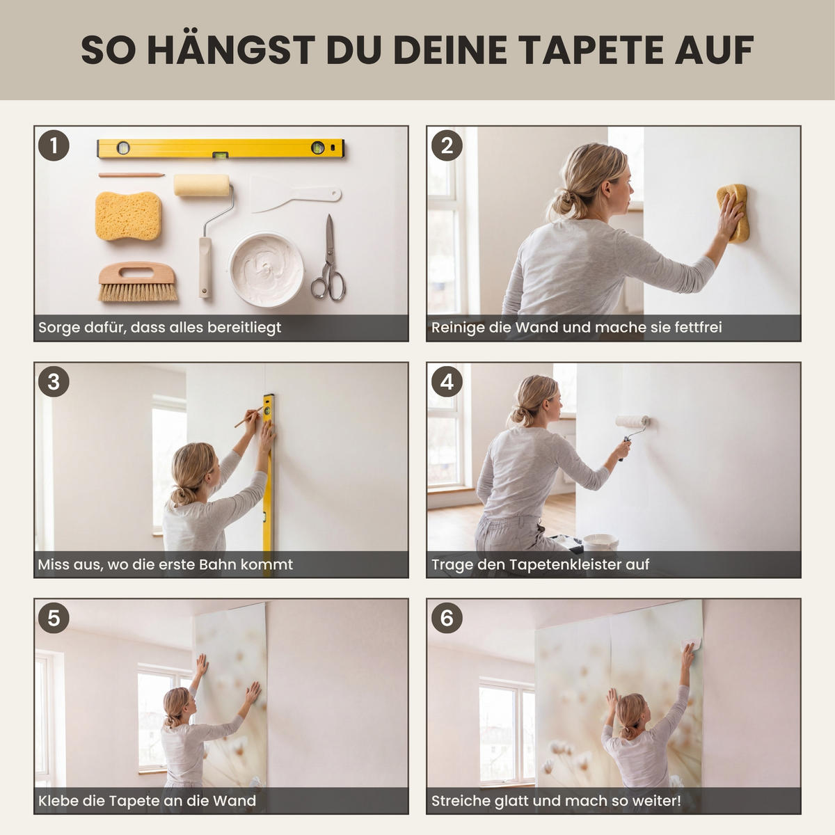 TAPETE - Wild - Blumen - Weiß - 100x220 cm - Creme, Papier (100/220cm) - OnlyWow