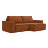 ECKSOFA mit Schlaffunktion Samt Stoff Orange - Terra cotta/Schwarz, Kunststoff/Textil (257/148cm) - Makamii