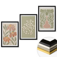 WANDBILDER 3er-Set - 40x60 cm Schwarzer Rahmen - Florale Boho-Muster - Schwarz, Kunststoff (40/60cm) - ArtPrintCave