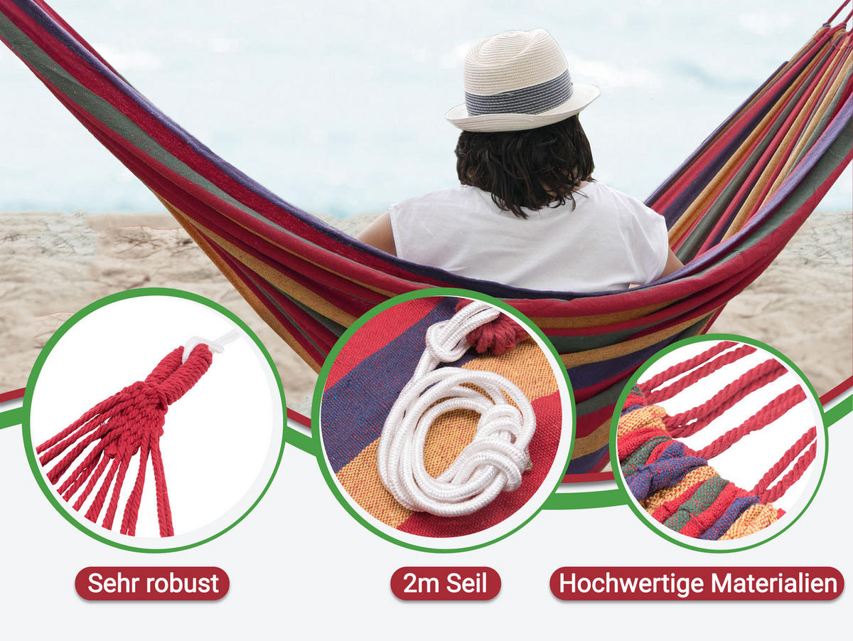 HÄNGEMATTE, 90% Polyester, 10% Baumwolle, Rot - Rot, Textil (150/1/210cm) - Zollner