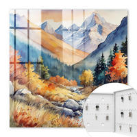 SCHLÜSSELBOX Weiß 30x30 cm – Türöffnung nach rechts - Herbstliche Berge - Orange, Metall (30/30/5cm) - TULUP