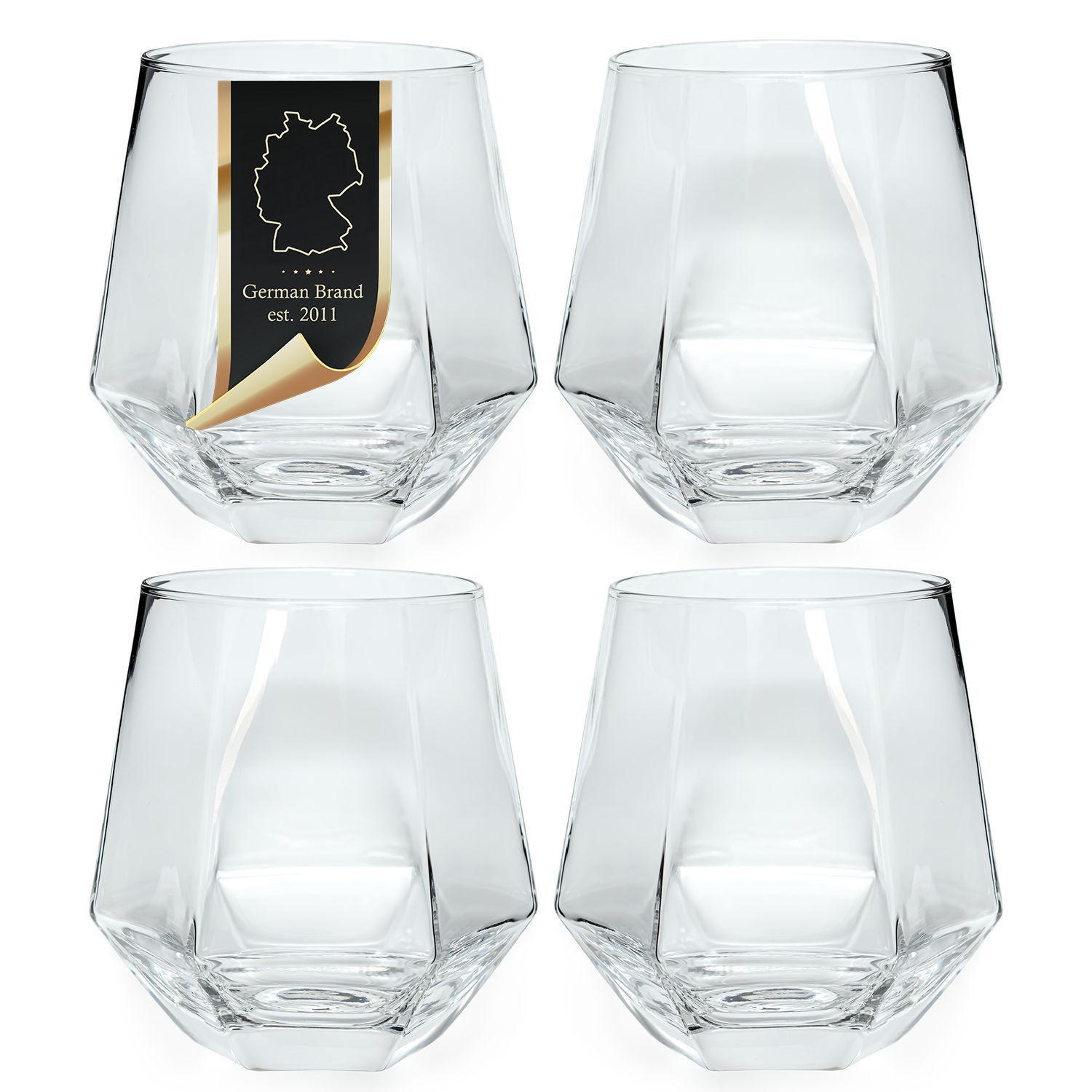 TRINKGLAS SET im Hexagon Design 240 ml (4-tlg) - Transparent, Glas - Intirilife